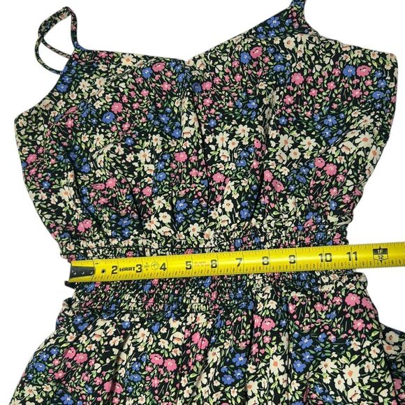 Emerald Sundae Floral Jumpsuit Medium Smocked Waist Spaghetti Straps Flowers - Picture 11 of 14
